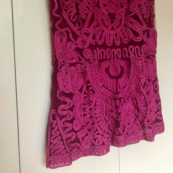 Women’s JS COLLECTIONS Soutache & Mesh Mermaid Fuchsia Gown  sz 12 - Picture 4 of 4